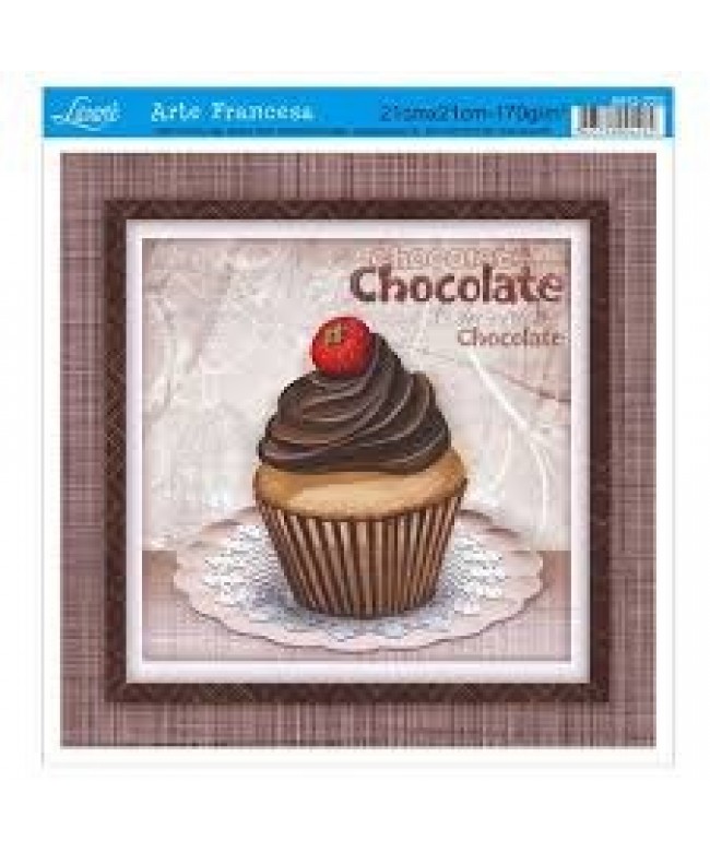 Papel Decoupage Arte Francesa Cupcake Chocolate - AFQ-220 ( 5 folhas )